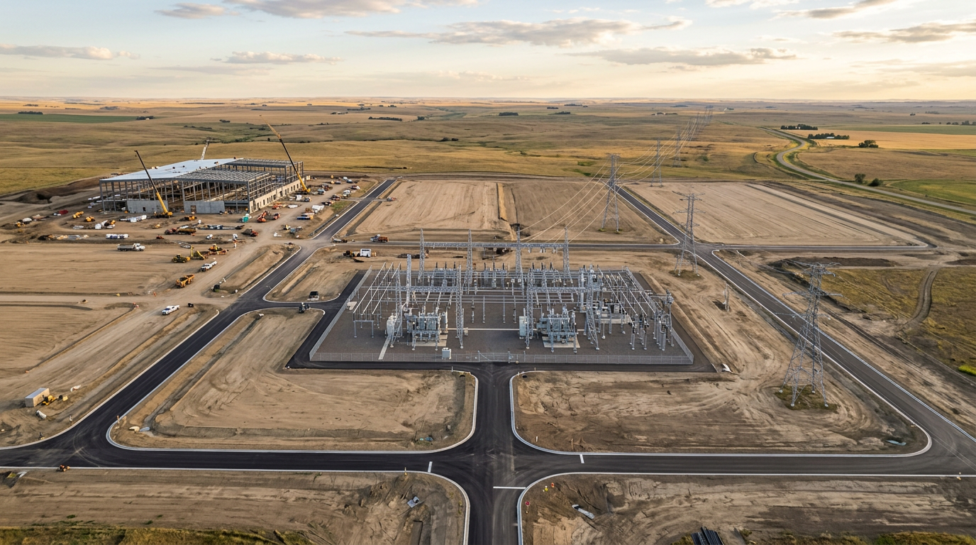Graded parcel next to a high-voltage substation